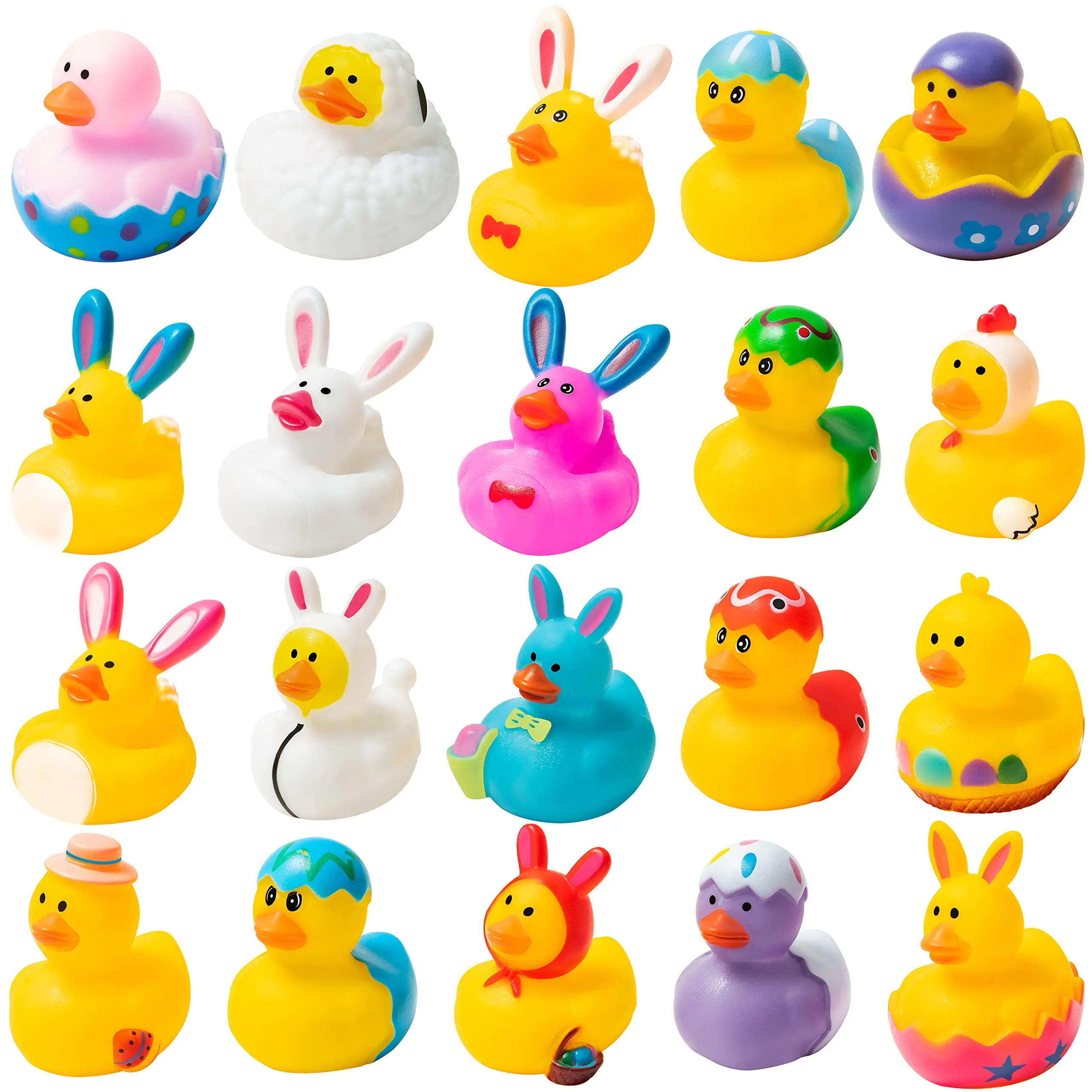 2/6/12/24 Uds patos de goma de Pascua, Mini juguetes de baño de patos de goma de conejito para niños, rellenos de cesta de Pascua y recuerdos de fiesta
