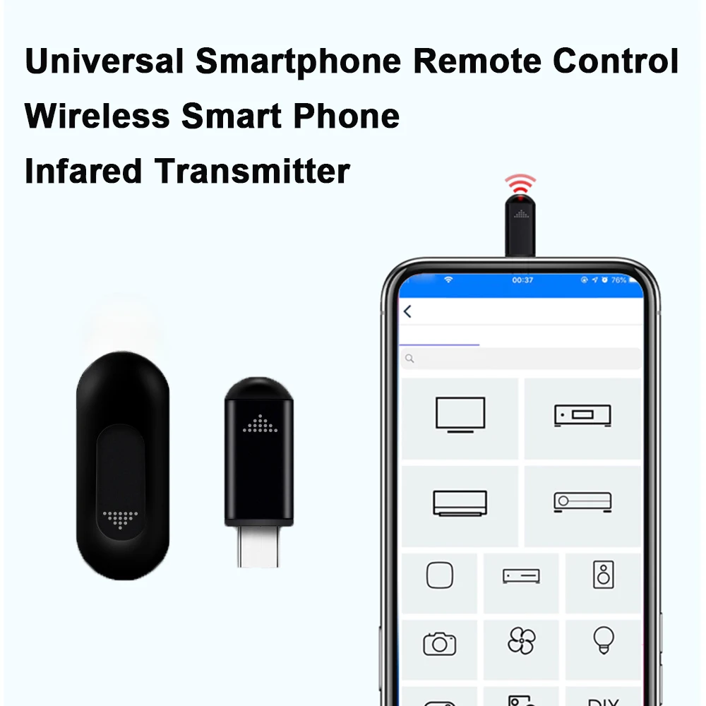 Adaptador remoto infrarrojo para teléfono inteligente, transmisor de Control por aplicación para iPhone, Android, teléfono móvil, controlador IR Universal