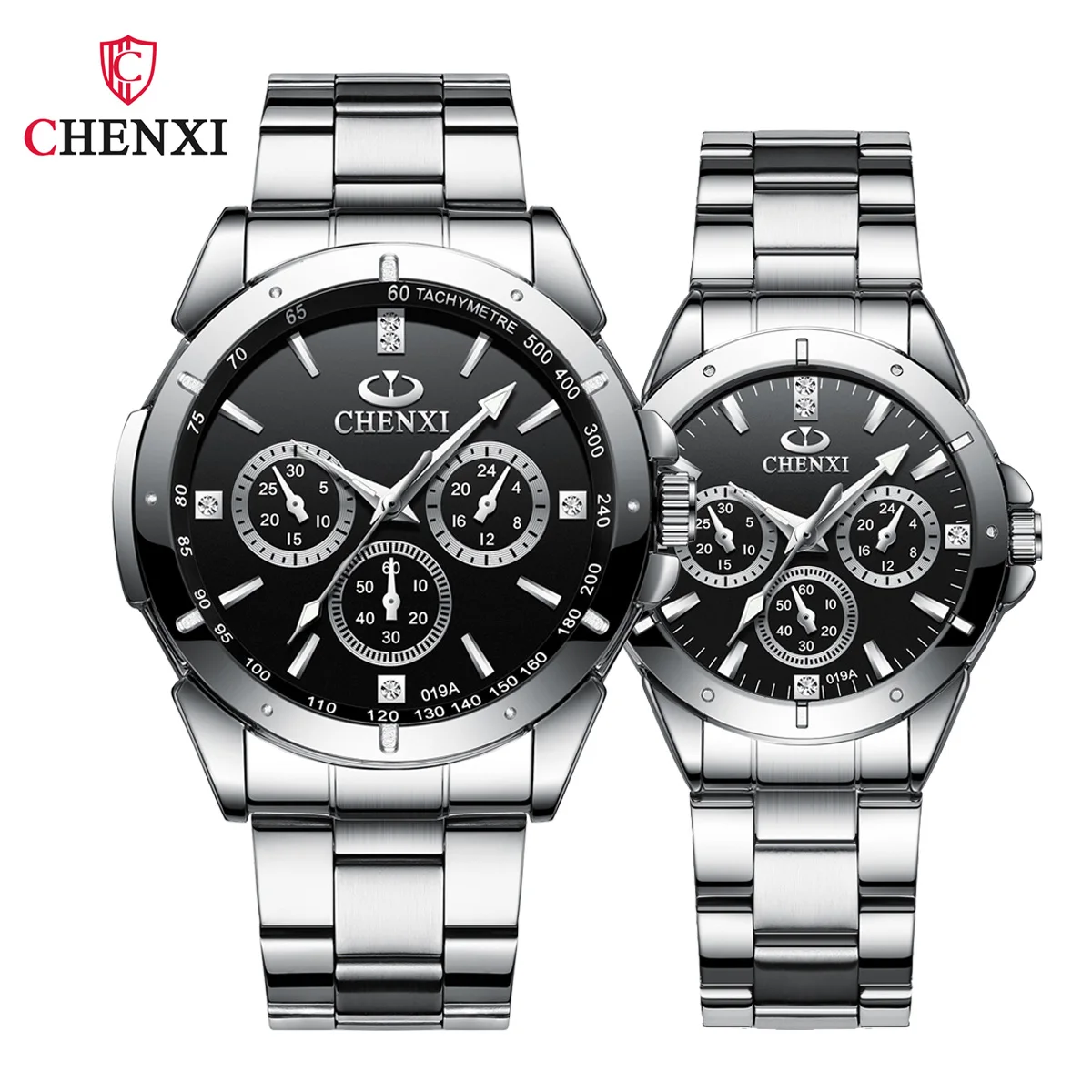 CHENXI Paar Uhr Set Hochwertige Quarz Armbanduhr Edelstahl Wasserdicht Männer und Frauen Uhren Paare Geschenke