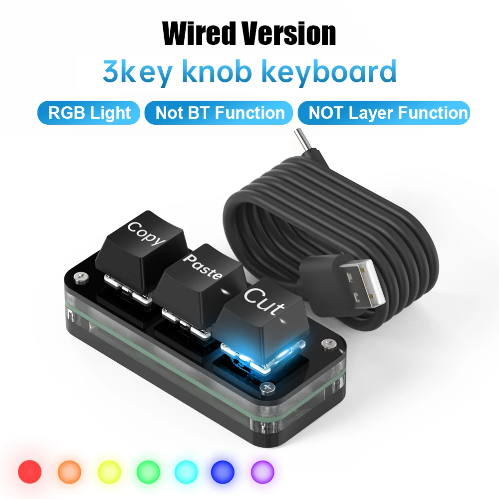 Macropad-teclado de programación Macro RGB, Mini intercambio en caliente para videojuegos, teclado con perilla personalizada, interruptor rojo, perilla de 3 teclas para Photoshop Multimedia