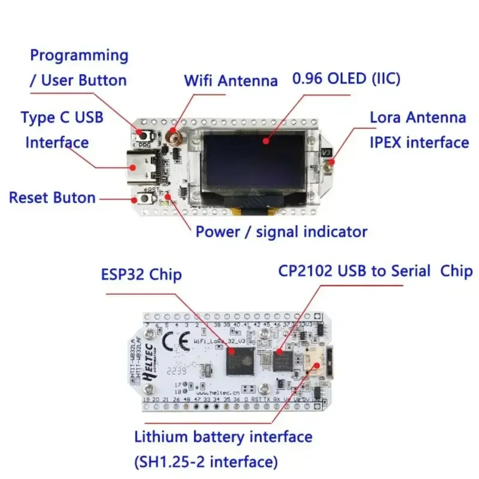 1 комплект печатной платы Heltec LoRa32 V3 LoRa 32 SX1262 ESP32-S3 Wi-Fi BLE с антенной 5DBi SMA для мебеластики