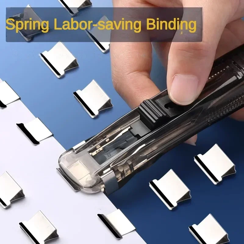 Clip Stapler Reusable Push Clamp Book Binding Machine For Paper Documents File Stapler Office Accessories School Supplies