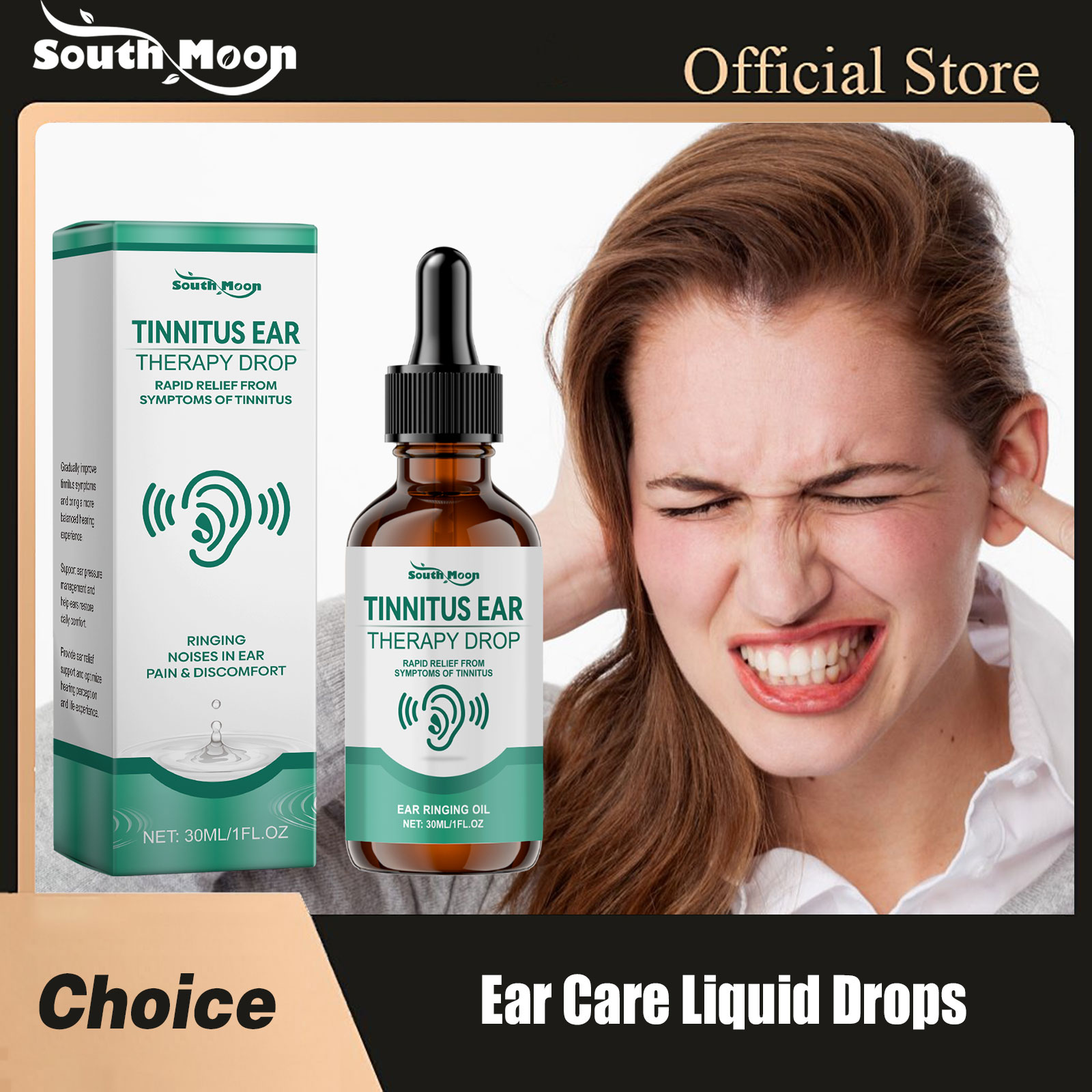 Gotas líquidas para el cuidado de los oídos de South Moon, mejoran el Tinnitus, reducen la pérdida auditiva, alivio de la sordera, dolor de oído, aceites suaves para tratamiento de suavidad
