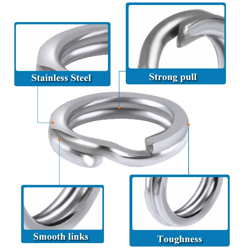 50 Cái/lốc Thép Không Gỉ Tách Vòng Câu Cá Đôi Hình Bầu Dục Đặc Tách Vòng Phụ Kiện Câu Cá Tiện Tích Tắc Dụ Xoay DIY móc Chìa Khóa
