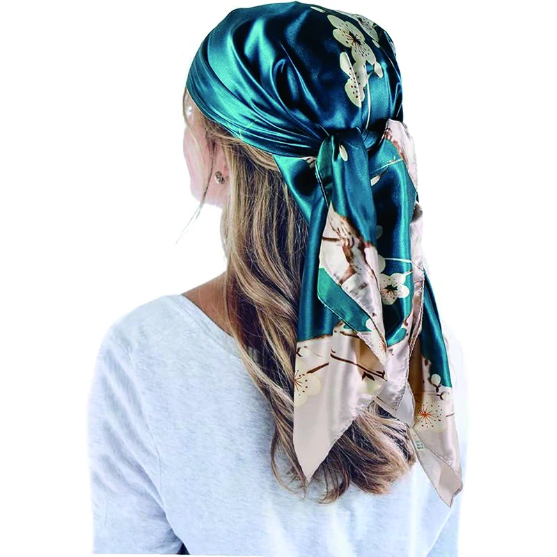 Durag acessórios para o cabelo 35 ''cetim grande lenço de cabeça quadrado seda sentimento pescoço cachecóis cabelo dormir envoltório leve lenço