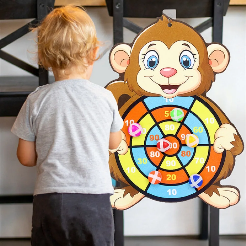 Montessori Dartscheibe Ziel Sportspiel Spielzeug für Kinder 4 bis 6 Jahre alt Outdoor-Spielzeug Kind Indoor Mädchen Klebriger Ball Jungen Geschenk