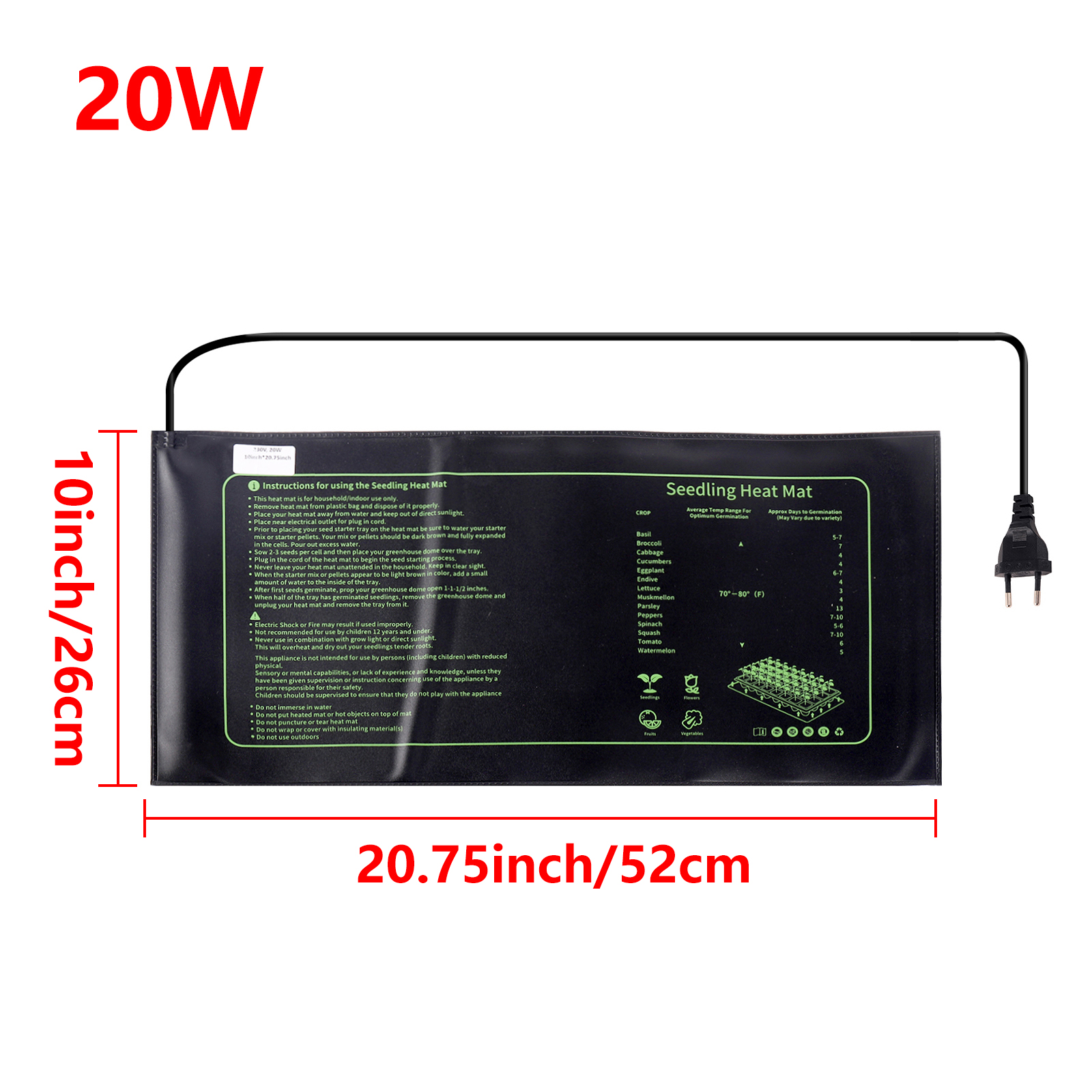 Plant Heating Mat Waterproof Plant Seed Germination Nurturing Heating Mat Temperature Controller Carpet For Seedling Germination