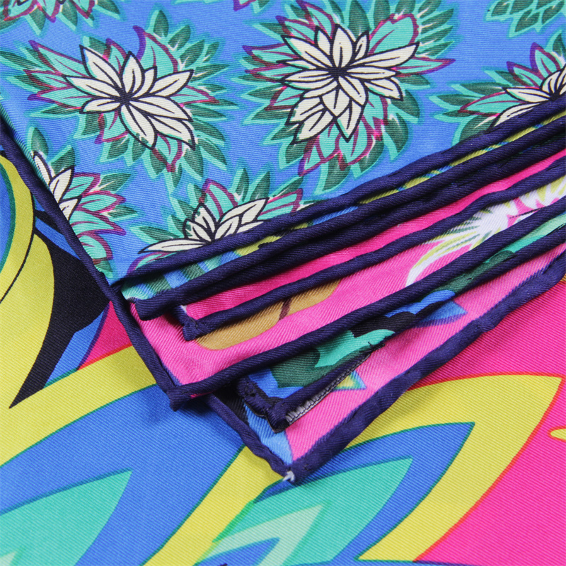 POBING Bộ Công Cán Hai Dây Lụa Nữ Ba Hươu Cao Cổ Vuông Khăn Echarpes Foulards Femme Bọc Cao Su Hijab 90CM