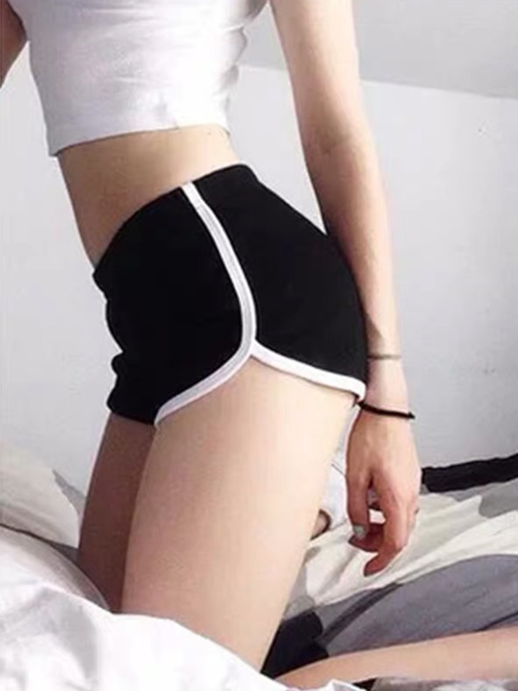 Pantalones cortos deportivos a rayas para mujer, pantalones cortos sueltos simples, pantalones cortos adelgazantes informales para mujer, cintura alta, monocromáticos, moda de verano