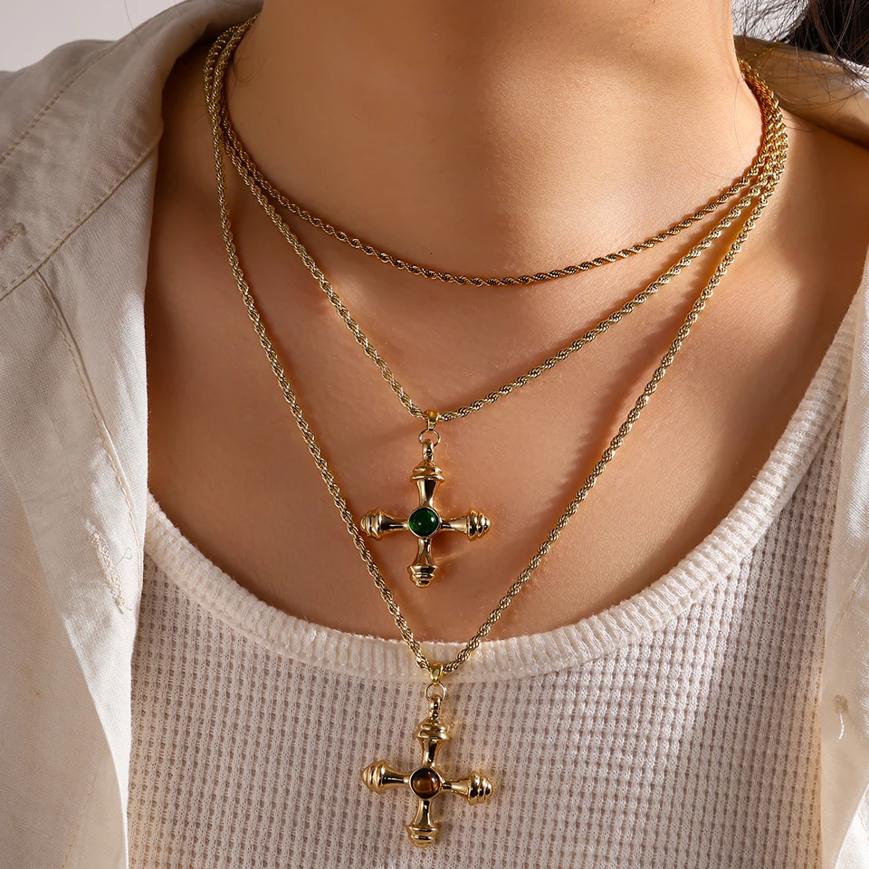 Collana a catena in corda Collana classica a catena a maglie intrecciate in acciaio inossidabile fatta a mano nuova per regalo di gioielli da donna