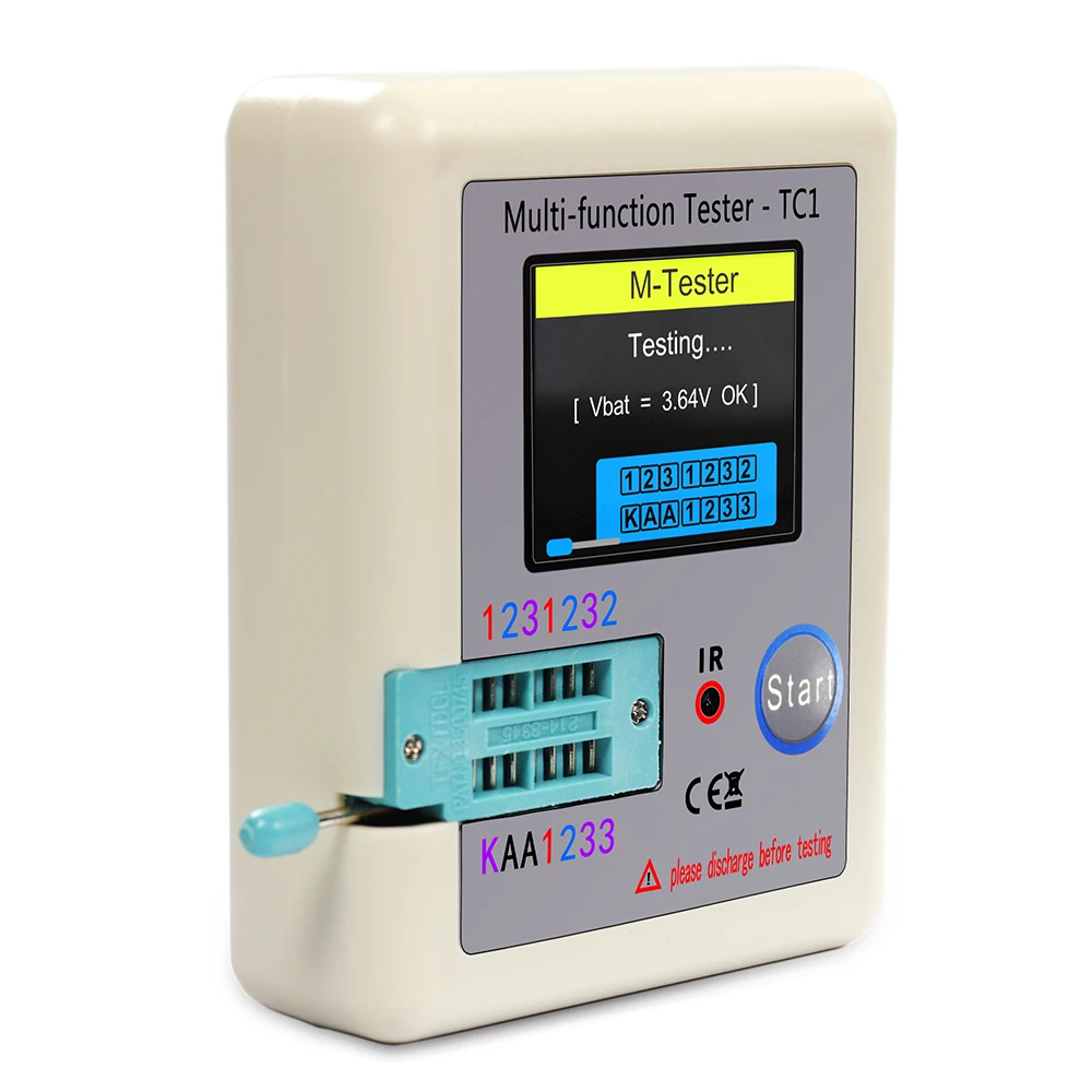 LCR TC1 1,8 pulgadas TFT LCD pantalla multímetro Transistor probador diodo triodo condensador resistencia medidor de prueba