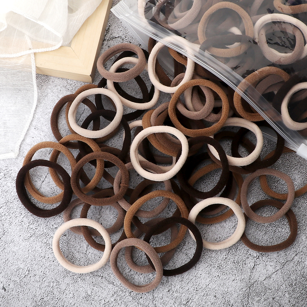 50 ชิ้นหญิงสาวผสมสีผม 4 เซนติเมตร Basic Hair Ties แถบคาดศีรษะยืดหยุ่นผม Scrunchies อุปกรณ์เสริมผมหางม้า Holder