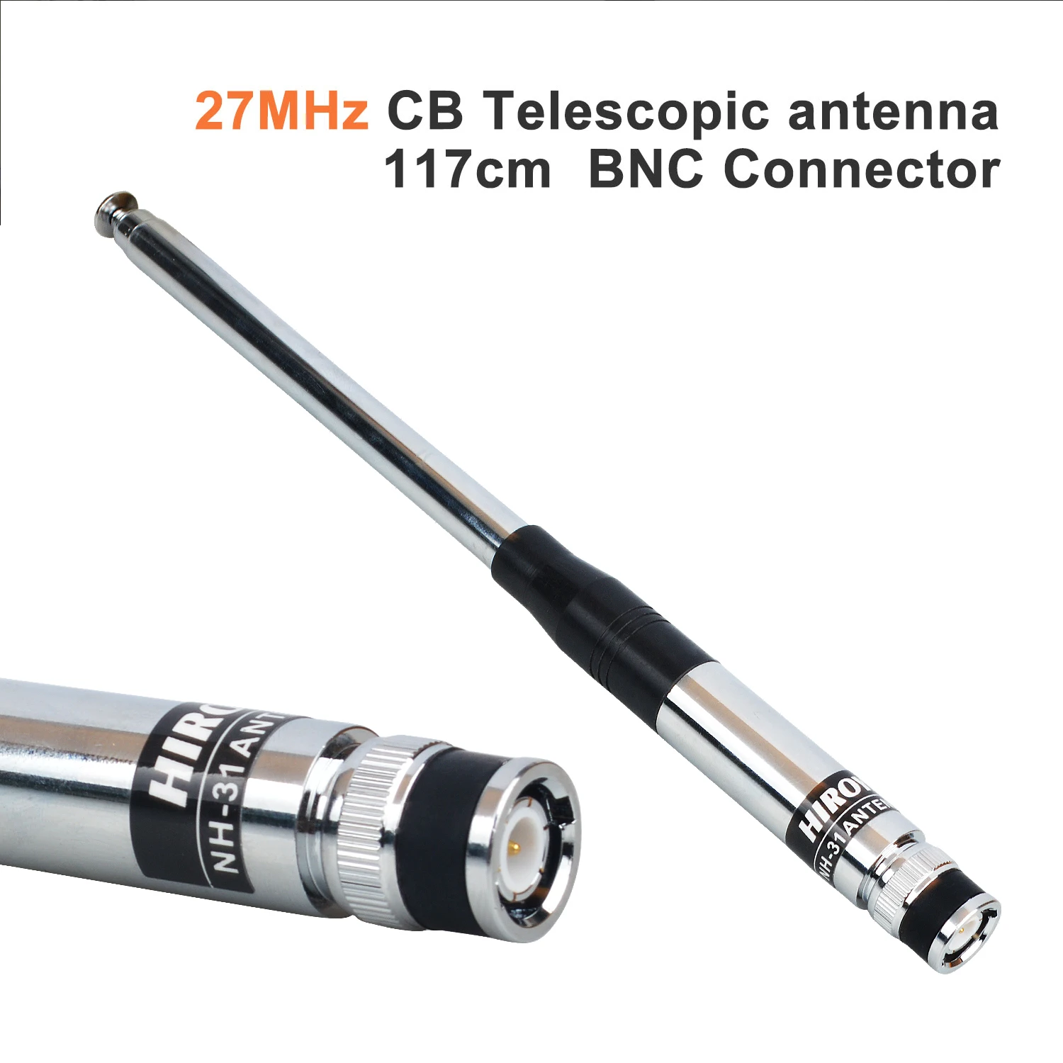 NH-31 Hiroyasu 27MHz Walkie Talkie Handheld Extended CB Antenna With Fold-Over 2.15dBi 20W BNC/SMA-Male/SMA-Female for Options