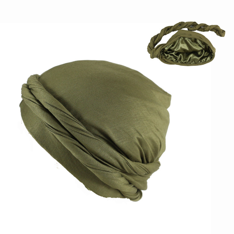 Turbante elástico para hombre, gorro de satén con forro elástico, Bandana, gorro indio, gorros de Hip Hop, diadema para motorista, novedad de 2022