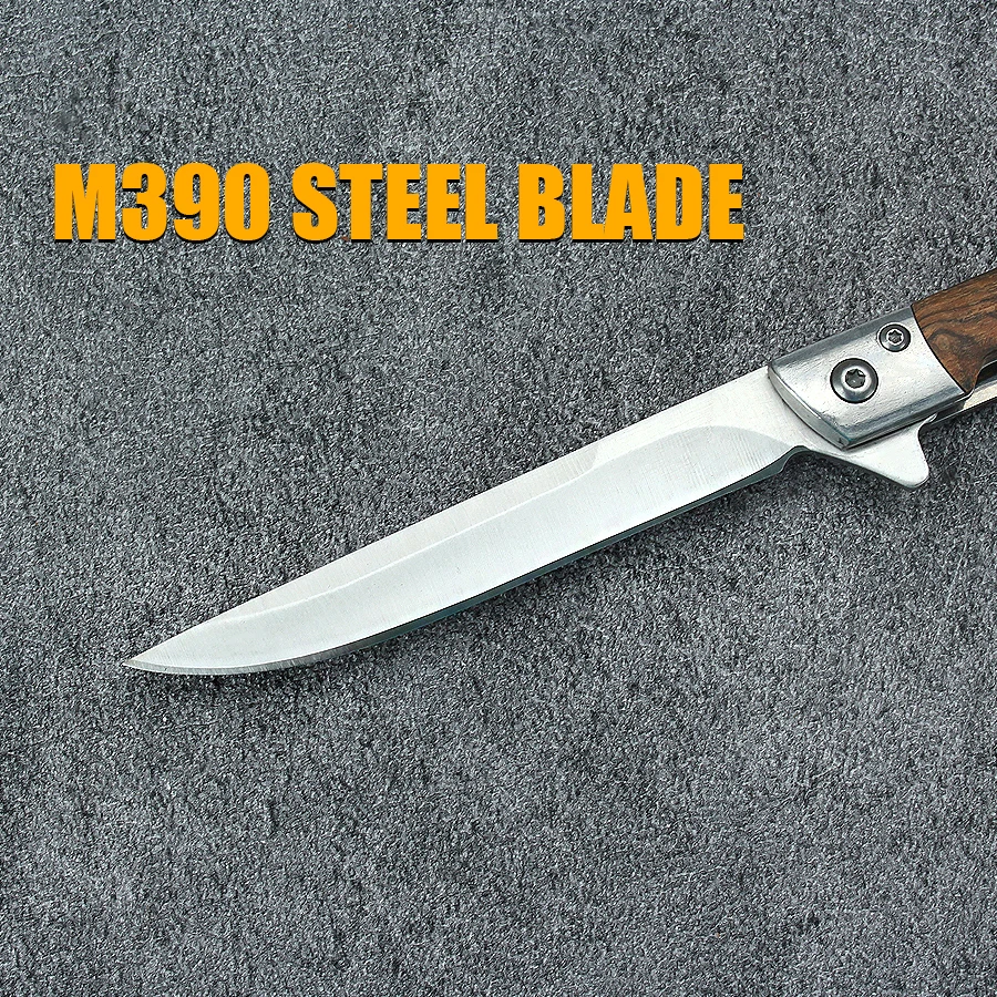Coltello tascabile portatile Damasco Coltello da sopravvivenza Coltello pieghevole Coltello tattico esterno Coltello da campeggio di sopravvivenza Manico in legno