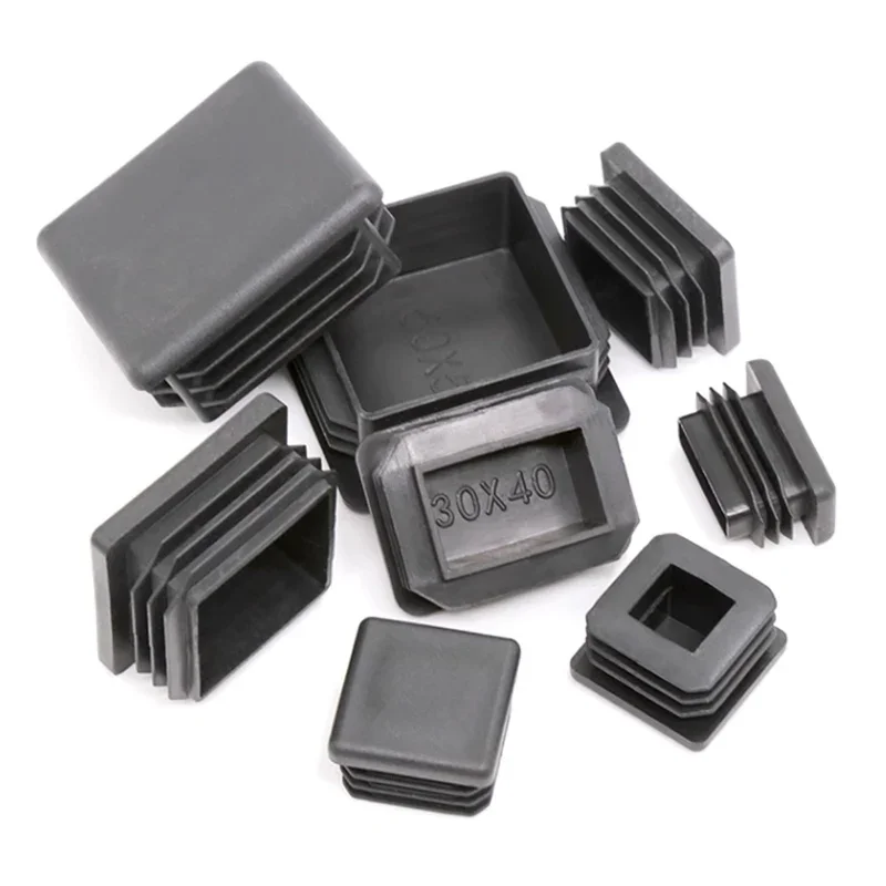 Square Plugs Pipe Tube Cap Rectangular Plastic Tubing End Cap Insert Blanking Stopper Black 10x10mm-100x100mm