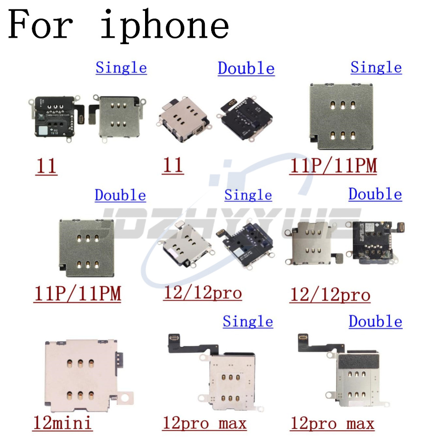 Для iPhone 11 12 Mini Pro Max SE 2020, одинарный двойной слот для карт SiM, держатель лотка для чтения, гнездо для гибкого кабеля, запасные части