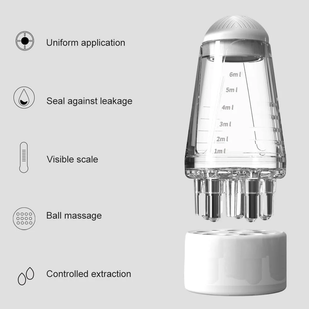 6ml 두피 애플리케이터 미니 헤드 마사지 롤러 볼 브러시 모발 성장 에센셜 오일 의학 액체 애플리케이터 마사지 빗