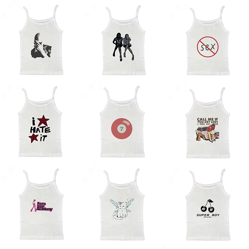 Майка женская летняя в стиле панк, без рукавов, с принтом