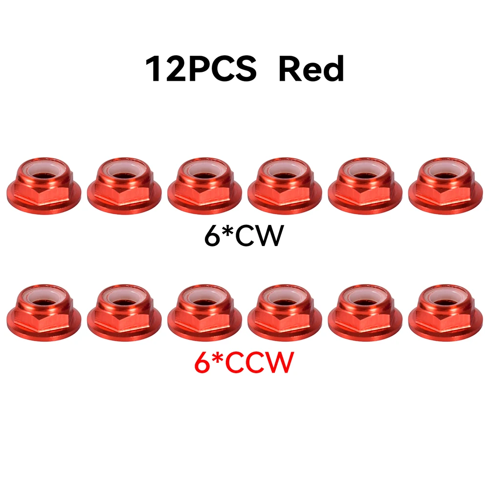 12pcs M5 มอเตอร์สกรูอลูมิเนียม CW CCW หน้าแปลนไนลอน Self-Locking Lock Nuts สําหรับ RC FPV Racing Drone