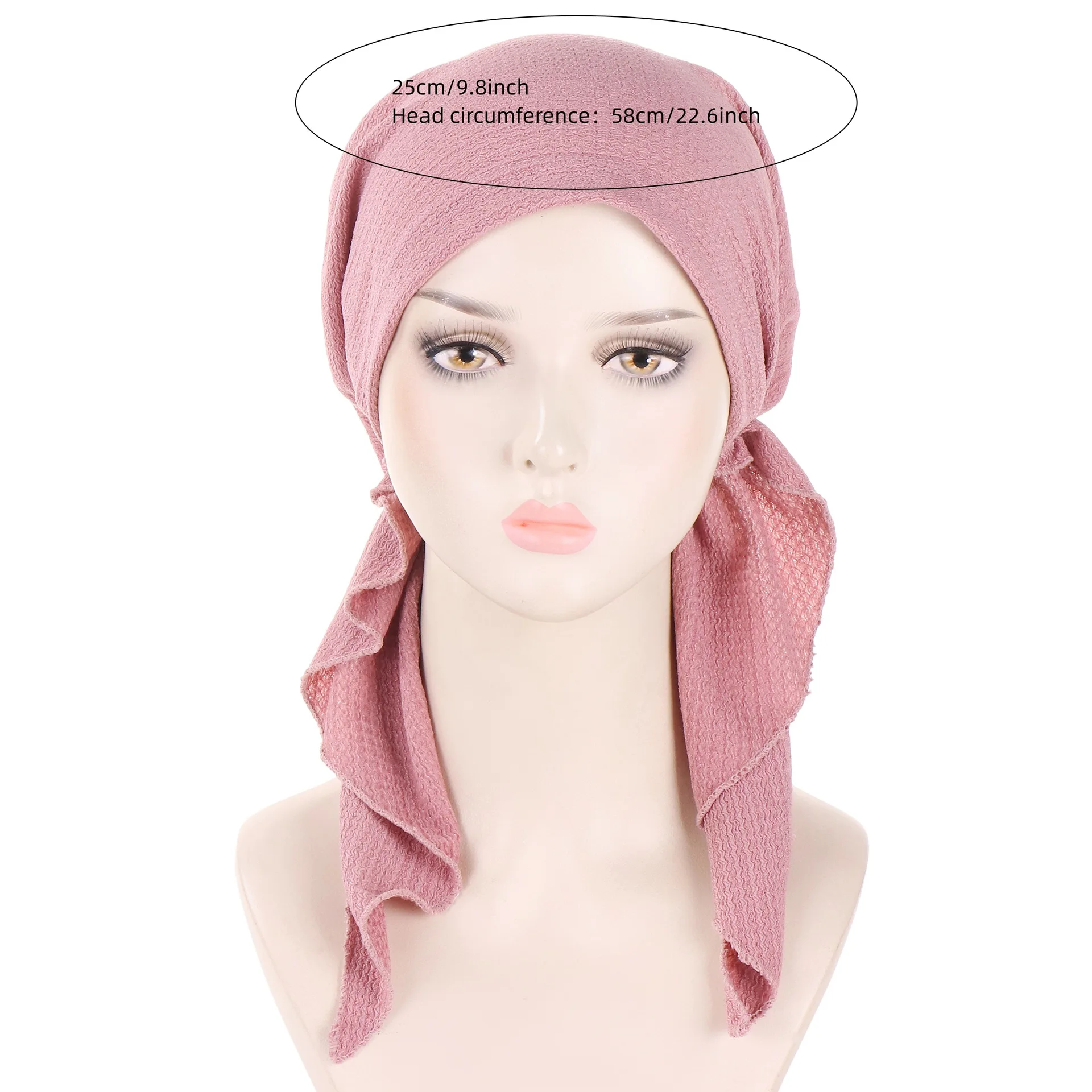Moda muçulmana hijab turbante chapéus cor sólida longa cauda cabeça envolve elástico pirata chapéus respirável quimio boné para mulheres meninas