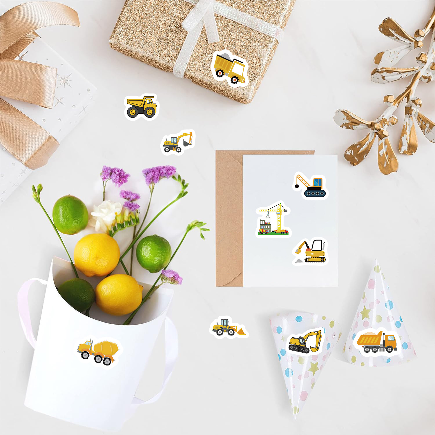 Engenharia dos desenhos animados Graffiti adesivo para crianças, presentes de brinquedo impermeável, DIY, guitarra, laptop, notebook, mala, copo, 500pcs por rolo