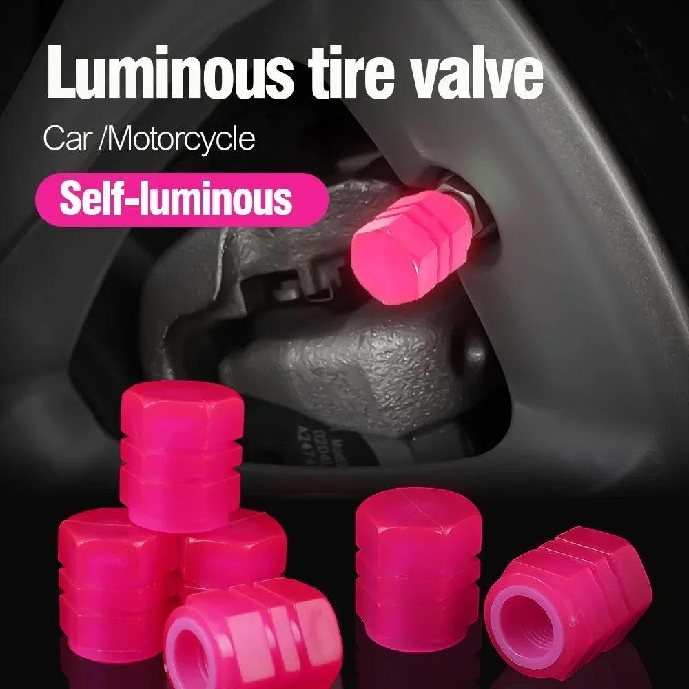20 pçs tampas de válvula de pneu luminosa motocicleta bocal da roda da bicicleta à prova de poeira haste da válvula do pneu fluorescente noite brilhante decoração do carro