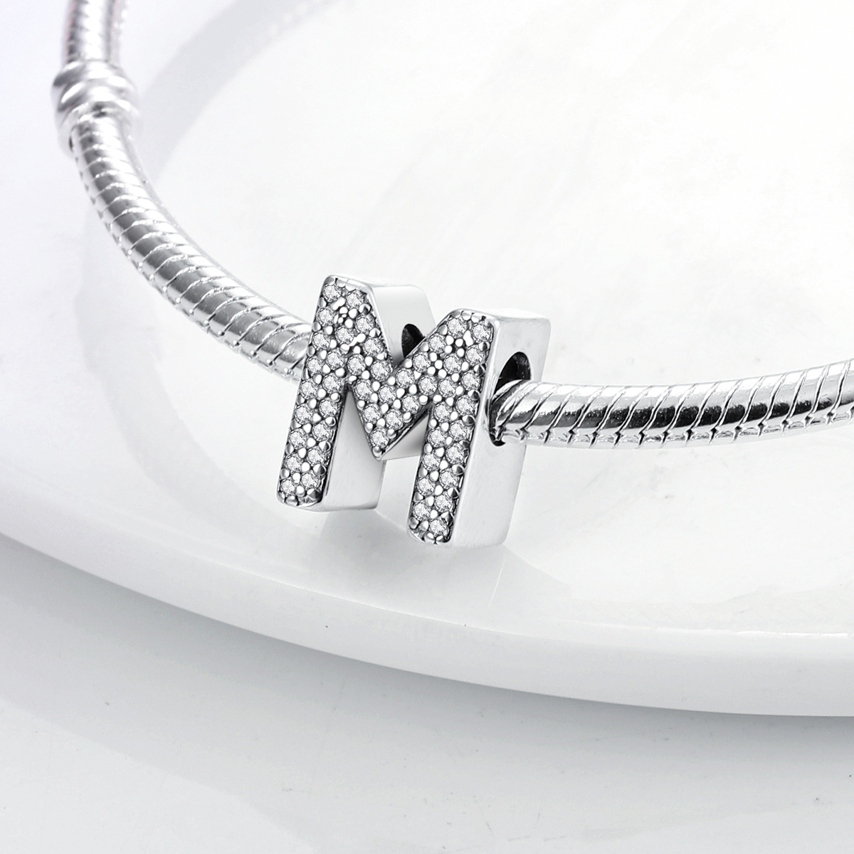 참 925 실버 도금 26 알파벳 문자 참 비즈 3mm 925 오리지널 팔찌에 적합 파인 DIY 생일 쥬얼리 선물