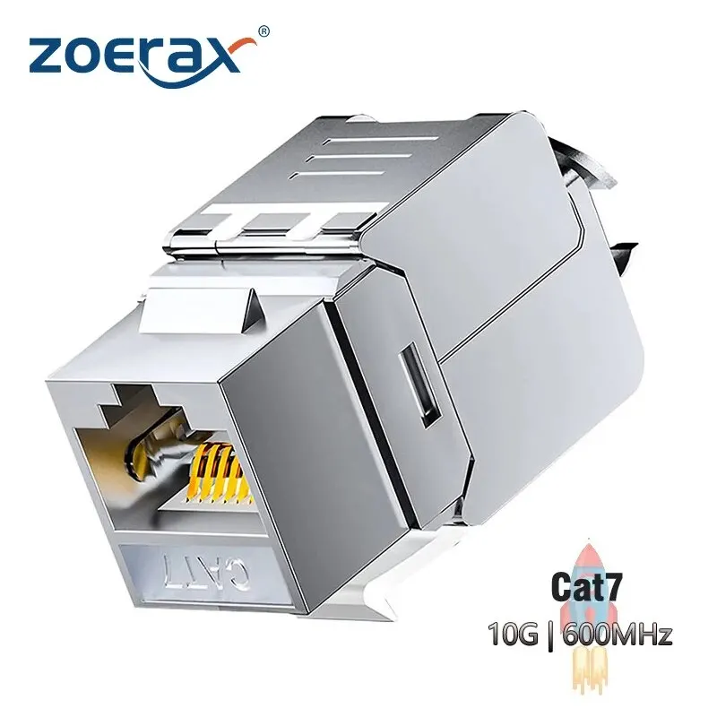 ZOERAX Cat6a Cat7 Keystone Jack Cat7 RJ45 STP Gereedschapsloos Type Zinklegering Module Jacks Adapter Koppeling voor 22 tot 26 AWG