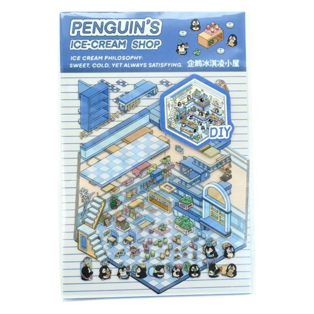 Kawaii 3d paisagismo adesivos dos desenhos animados cena em miniatura empilhamento visual adesivos tridimensionais presente de natal para crianças