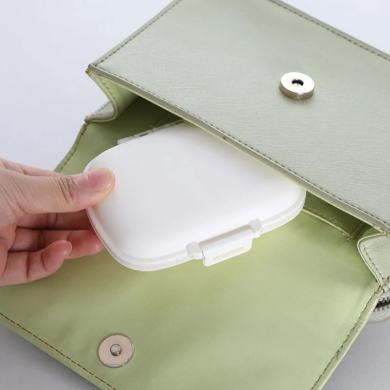 มินิแบบพกพา 8 กริดกล่องยายาคอนเทนเนอร์ข้าวสาลีปิดผนึกเม็ดกล่องสําหรับยา