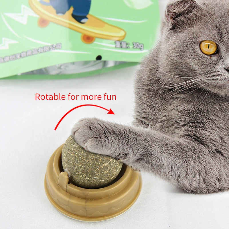Natural catnip gato parede vara-on bola brinquedo scratchers trata saudável natural remove bolas para promover a digestão gato grama lanche