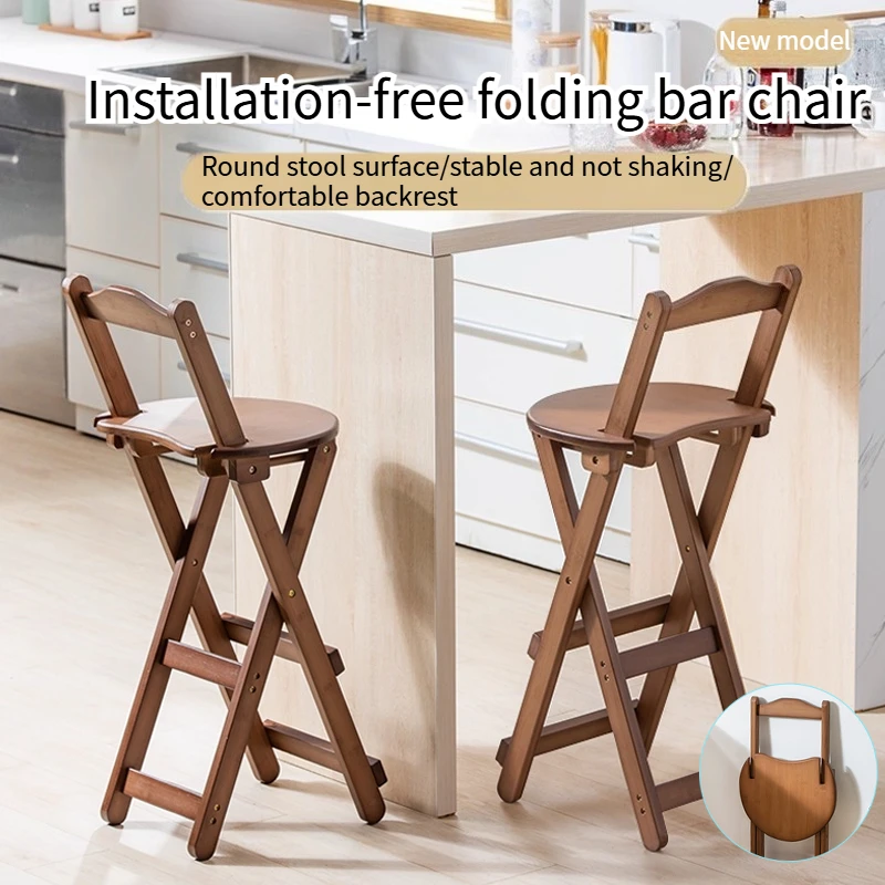 Modischer, einfacher, klappbarer Barstuhl, Hochschrankhocker mit Rückenlehne, hochwertiger Wohnzimmerstuhl für zu Hause, Büro, Café-Stuhl