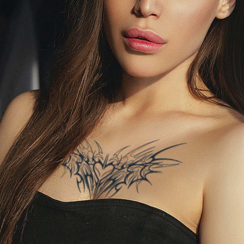 1 Stück bezaubernde Tattoo-Aufkleber, wasserdicht, langlebig, ein bis zwei Wochen für Mädchen, Bauch, Brust, Rücken, Taille, nicht reflektierend, Dornen-Cyan