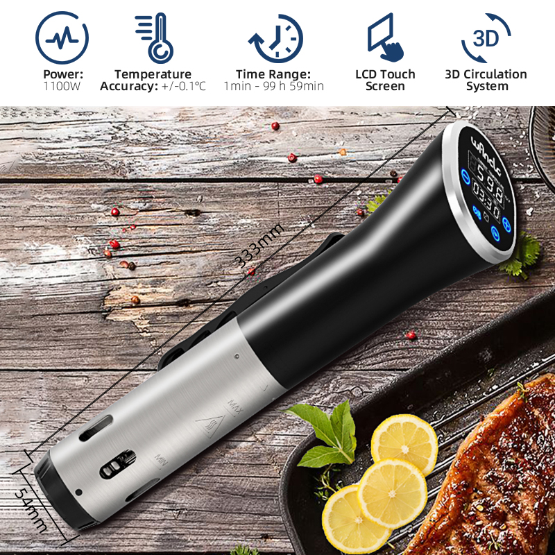 Wancle 1100W Sous Vide Cooker LCD Touch Immersion Circulator ทําอาหารที่ถูกต้อง IPX7 หม้อหุงสูญญากาศกันน้ําพร้อมจอแสดงผลดิจิตอล