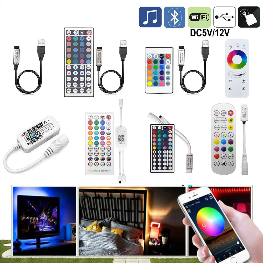 DC5V 12V IR Bluetooth Wifi Musik Controller 4pin USB Touch Remore LED Controller Für 5050 2835 RGB Led Streifen MIC Sound Sensor
