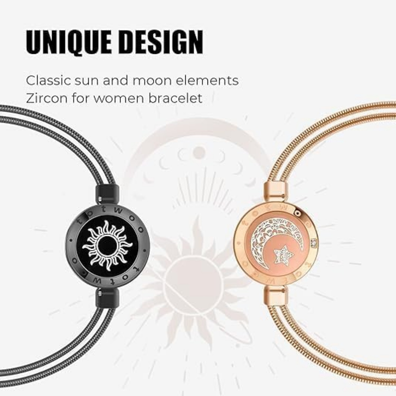 TOTWOO Long Distance Touch Bracelets for Couples, Vibration & Light up Gifts for Girlfriend Bluetooth Pairing Jewelry
