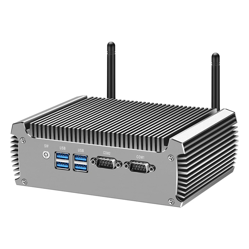 XCY Fanless IPC Intel i7-5500U Mini PC Windows 10 Ubuntu 2x RS232 DB9 2x Ethernet 4x USB3.0 Mini PCIe HDMI VGA PC Industrial