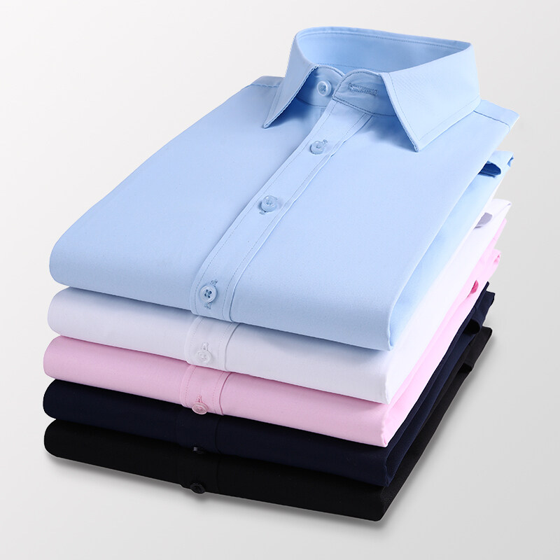Herren Langarmhemden Frühling Herbst Neue Business Casual Reversknöpfe Formelle Kleidung Hemden Schwarz Weiß Blau Rosa