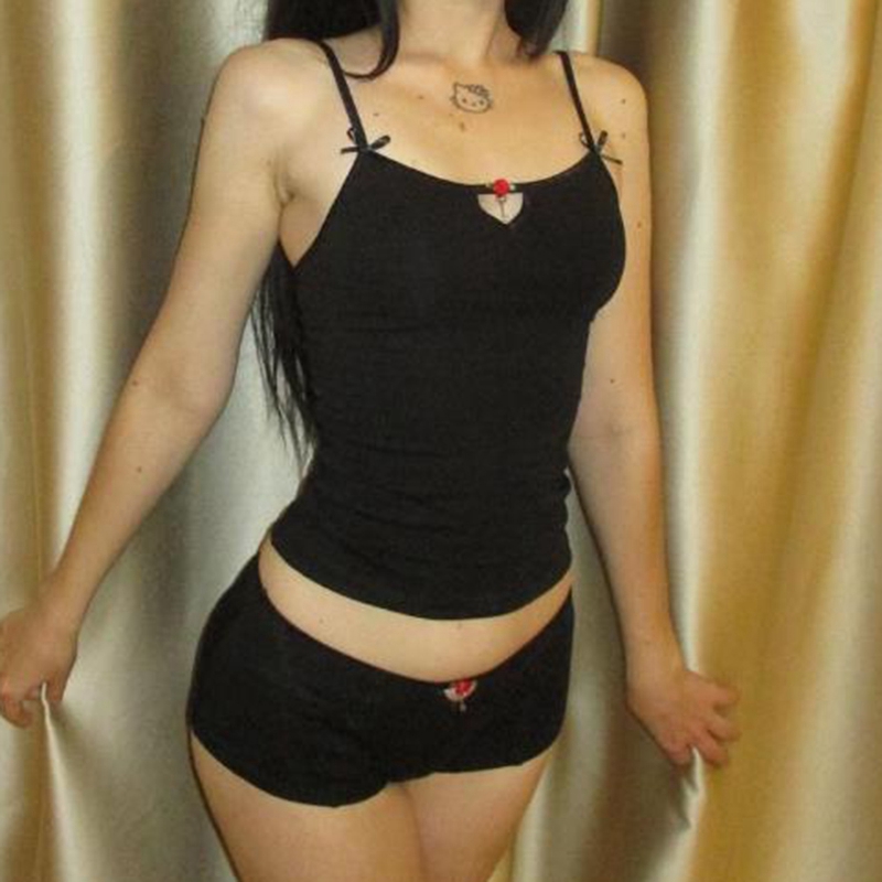 Gaono Süßes Damen-2-teiliges Set Spaghettiträger Camis Crop Tops + Shorts Vintage Pyjamas Loungewear Fairy Coquette Y2K Outfits