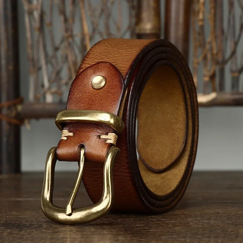 Cinturón de piel de vaca para hombre, cinturón masculino de diseñador de lujo, correa de cuero genuino, Pin fajas con hebilla