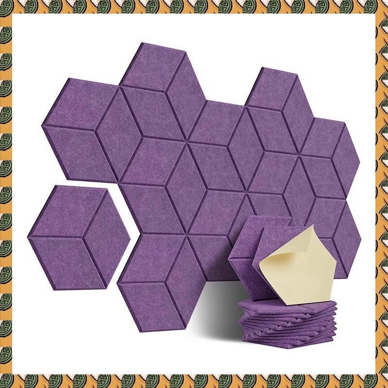 A77I 24 Stück selbstklebende Akustikplatte, sechseckig, Y-gefüttert, schalldichte Platte, Geräuschdämmung, feuerfeste Wandpaneele mit hoher Dichte