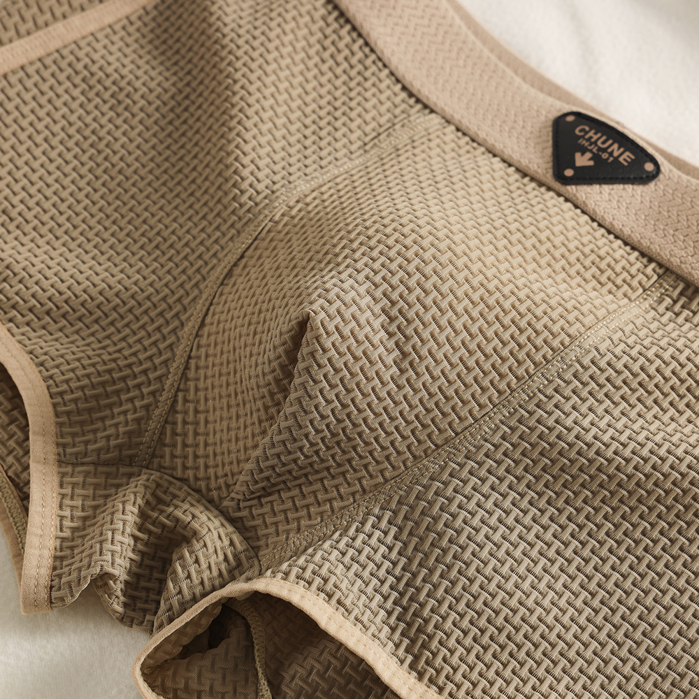 3 unidades/pacote moda gelo seda malha xadrez boxers respirável conforto malha virilha cuecas super macio alta elástica calcinha masculina