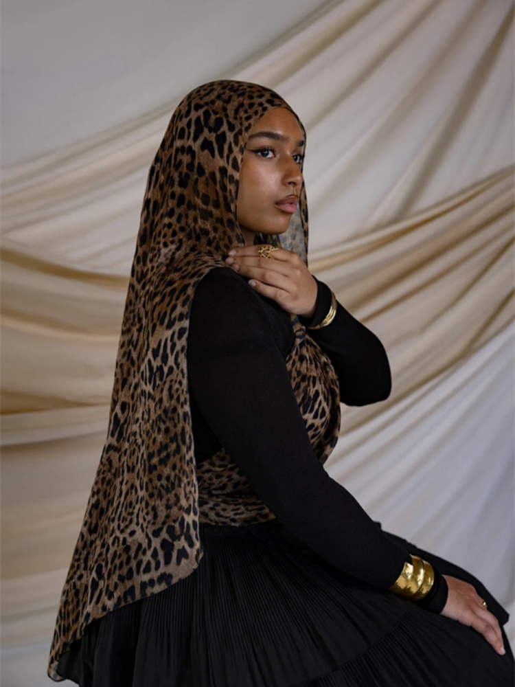 1 pçs ramadan hijab leopardo impressão feminino boêmio aquarela macio muçulmano hijabs floral respirável xale envoltório cachecol quente