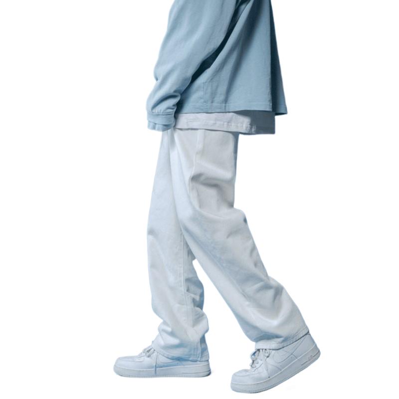 Pantalones vaqueros rectos para hombre, pantalones vaqueros holgados blancos unisex, pantalones vaqueros neutros de tendencia, pantalones holgados informales sólidos para hombre y mujer, pantalones vaqueros de Hip Hop
