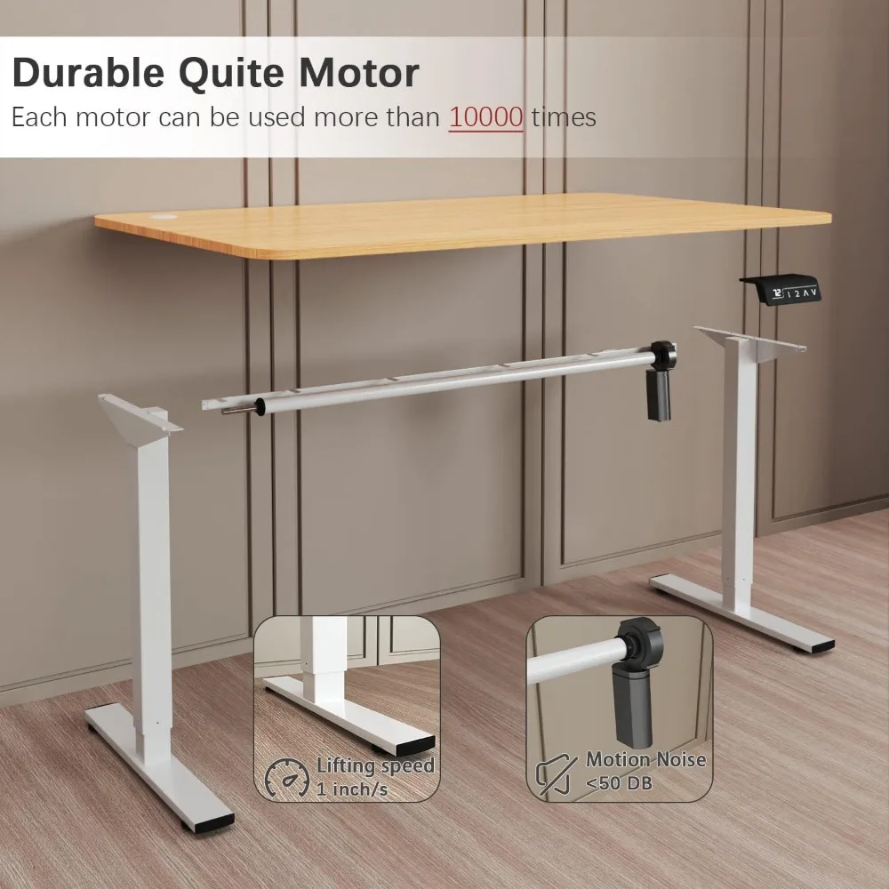 Electric Height Adjustable Standing Desk Large 55 x 24 Inches Sit Stand up Desk Home Office Computer, Computers Desks