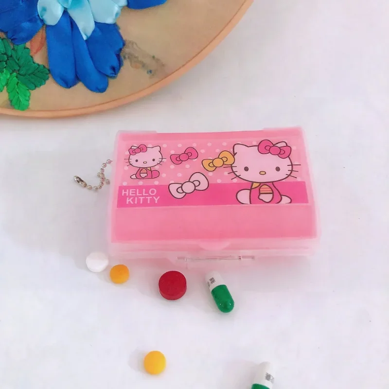 Sanrio Kawaii Hello Kitty Portable Pill Box Seven Compartment KT Cat Storage Box Travel Portable Double Layer Medicine Box Gift