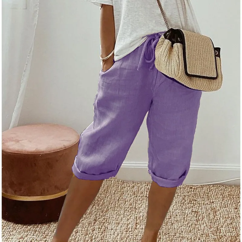 Sommer Casual Shorts Stretch Shorts Legging Sweatshorts Mode Atmungsaktive Fünf-Punkte mit Tasche Weibliche Lose Oberbekleidung Hosen