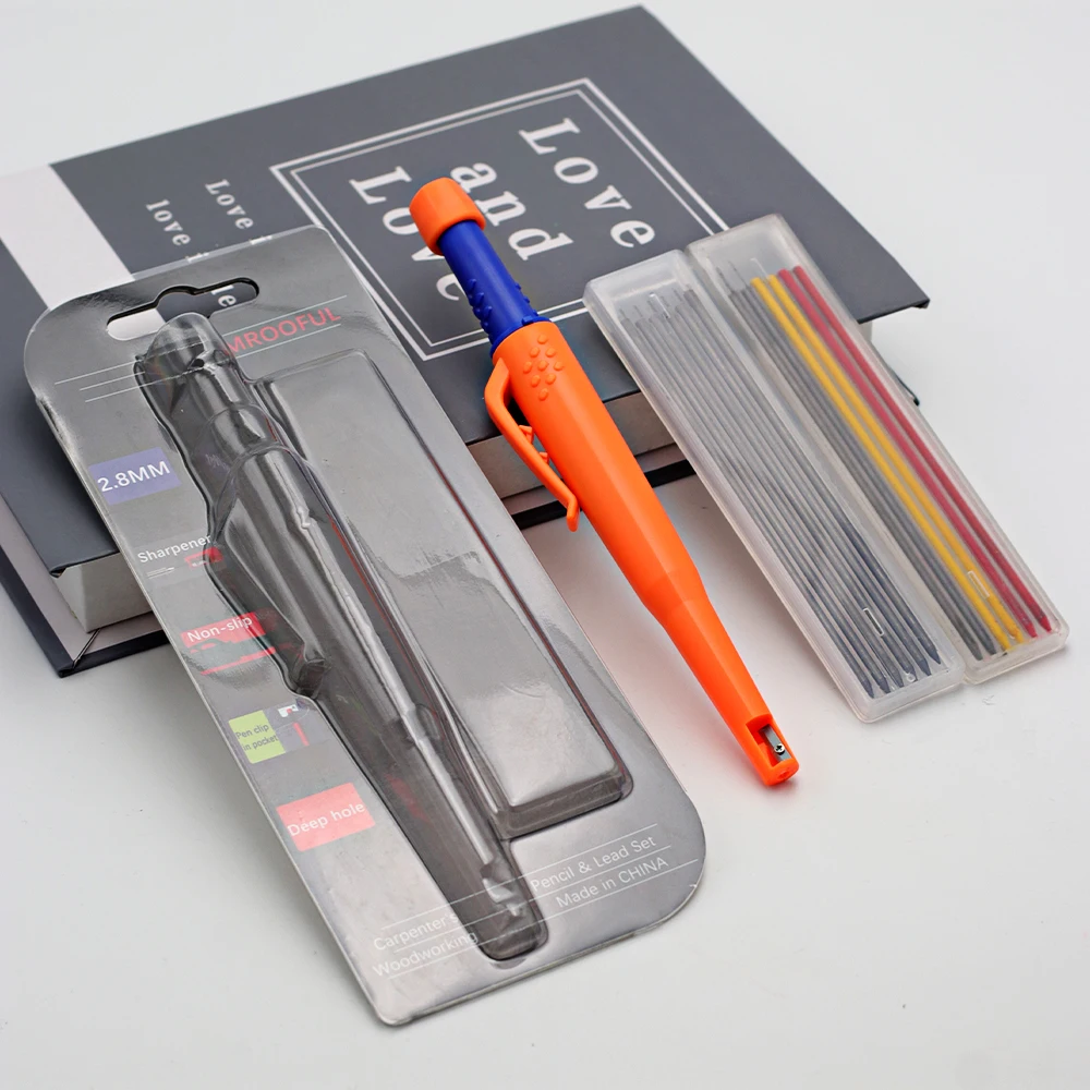 Juego de tarjetas de lápiz para carpintería, marcado y dibujo de agujeros profundos, con plomo confiable y duradero de 2,8 mm, para ingeniería de carpinteros