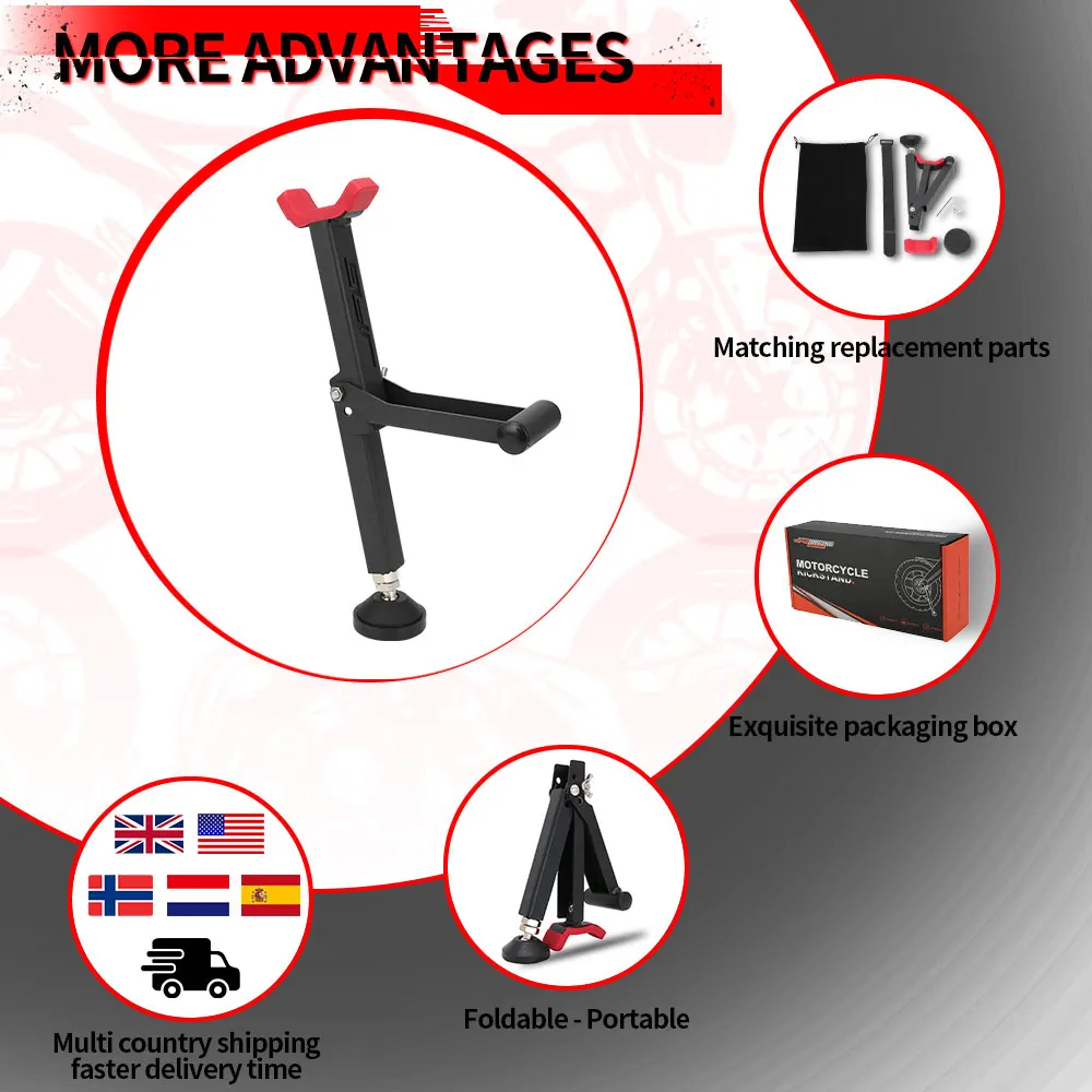 Universal Motorcycle Wheel Stand Portable Handle Single Sided Paddock Stand Front Rear Support Foldable Tire Repairing Tool Lift